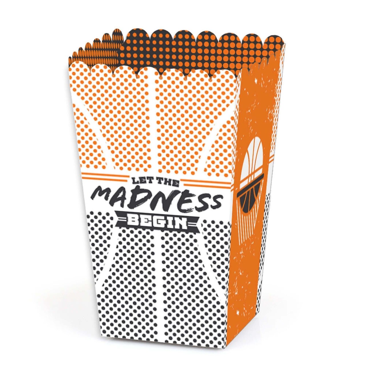 Big Dot of Happiness Basketball - Let The Madness Begin - College Basketball Party Favor Popcorn Treat Boxes - Set of 12